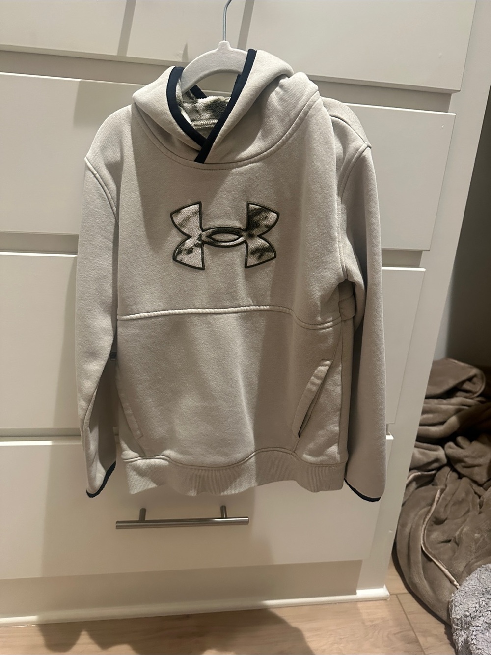 Under Armour Light Gray Hoodie with Black Trim - Kids